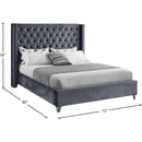  Color_Grey  Size_Queen  -- Aiden Grey Velvet Upholstered Queen Bed IMAGE 8