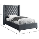  Color_Grey  Size_Twin  -- Aiden Grey Velvet Upholstered Twin Bed IMAGE 4