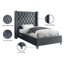  Color_Grey  Size_Twin  -- Aiden Grey Velvet Upholstered Twin Bed IMAGE 5