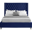  Color_Navy  Size_Full  -- Aiden Navy Velvet Upholstered Full Bed IMAGE 3