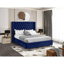  Color_Navy  Size_King  -- Aiden Navy Velvet Upholstered King Bed IMAGE 2