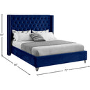  Color_Navy  Size_Queen  -- Aiden Navy Velvet Upholstered Queen Bed IMAGE 8