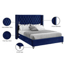  Color_Navy  Size_Queen  -- Aiden Navy Velvet Upholstered Queen Bed IMAGE 9