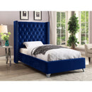  Color_Navy  Size_Twin  -- Aiden Navy Velvet Upholstered Twin Bed IMAGE 2