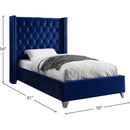  Color_Navy  Size_Twin  -- Aiden Navy Velvet Upholstered Twin Bed IMAGE 4