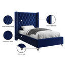  Color_Navy  Size_Twin  -- Aiden Navy Velvet Upholstered Twin Bed IMAGE 5