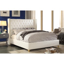  Size_Queen -- Soho White White Bonded Leather Queen Bed IMAGE 2