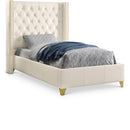  Size_Twin -- Soho White White Bonded Leather Twin Bed IMAGE 1