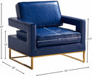 512Navy Amelia Vegan Leather Upholstered Accent Chair