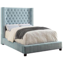  Color_Blue Size_California King -- Mirabelle CM7679BL-CK California King Upholstered Panel Bed - Blue IMAGE 1