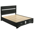  Size_Queen -- Miranda 206361Q 51-inch Wood Queen Storage Panel Bed - Black IMAGE 1