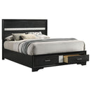  Size_Queen -- Miranda 206361Q 51-inch Wood Queen Storage Panel Bed - Black IMAGE 2