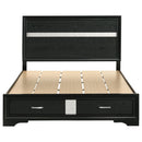  Size_Queen -- Miranda 206361Q 51-inch Wood Queen Storage Panel Bed - Black IMAGE 3