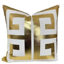 LUXE GEOMETRIC 22” X 22” PILLOW COVER - WHITE & GOLD