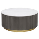 JASON ROUND MARBLE TOP COFFEE TABLE WHITE AND CHARCOAL 710418