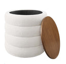 EEI-6685-CLO-Round Boucle Fabric Storage Ottoman(Cream)