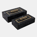 22321 S/2 12/14” Black Brass Inlay Boxes w/ Hardware
