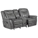  Coaster Furniture Conrad 650355 Upholstered Padded Arm Glider Loveseat - Grey IMAGE 2