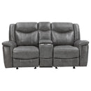  Coaster Furniture Conrad 650355 Upholstered Padded Arm Glider Loveseat - Grey IMAGE 5