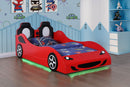 Coaster Cruiser Wood Twin LED Race Car Bed 7 inch Mattress Red