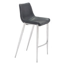  Zuo Magnus 101276 Barstool - Black & Silver IMAGE 1