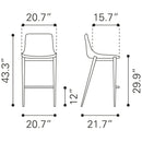  Zuo Magnus 101277 Barstool - Brown & Walnut IMAGE 9