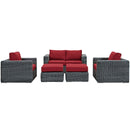  Modway Furniture Outdoor Seating Sets EEI-1893-GRY-RED-SET IMAGE 1