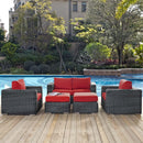  Modway Furniture Outdoor Seating Sets EEI-1893-GRY-RED-SET IMAGE 8