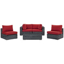  Modway Furniture Outdoor Seating Sets EEI-1896-GRY-RED-SET IMAGE 1