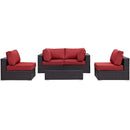  Modway Furniture Outdoor Seating Sets EEI-2163-EXP-RED-SET IMAGE 2