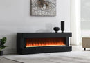 W025 - Black Fireplace TV Stand With Bluetooth Speaker
