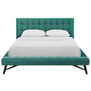  Modway Furniture Julia MOD-6008-TEA Queen Performance Velvet Platform Bed - Teal IMAGE 1