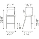  Zuo Magnus 101408 Counter Stool - White & Silver IMAGE 8