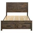  Size_Queen -- Woodmont 222631Q Wood Queen Storage Panel Bed - Rustic Golden Brown IMAGE 3