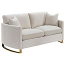  Coaster Furniture Corliss 508822 Upholstered Curved Track Arm Loveseat - Beige IMAGE 1