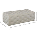 Meridian Casey Cream Velvet Ottoman/Bench IMAGE 3