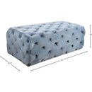 Meridian Casey Sky Blue Velvet Ottoman/Bench IMAGE 3