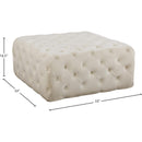  Manufacturer Color_Cream -- Ariel Cream Velvet Upholstered Ottoman IMAGE 3