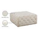  Manufacturer Color_Cream -- Ariel Cream Velvet Upholstered Ottoman IMAGE 4