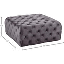  Manufacturer Color_Grey -- Ariel Grey Velvet Upholstered Ottoman IMAGE 3