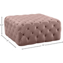  Manufacturer Color_Pink -- Ariel Pink Velvet Upholstered Ottoman IMAGE 3