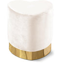  Color_Cream/ Gold -- Meridian Heart Velvet Upholstered Stool IMAGE 1