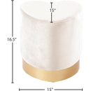  Color_Cream/ Gold -- Meridian Heart Velvet Upholstered Stool IMAGE 3