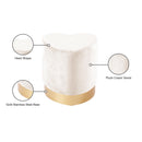 Meridian Heart Cream Velvet Ottoman/Stool IMAGE 4