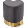  Color_Gold/ Grey -- Heart Grey Velvet Upholstered Stool IMAGE 1