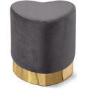  Color_Gold/ Grey -- Heart Grey Velvet Upholstered Stool IMAGE 1