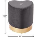  Color_Gold/ Grey -- Heart Grey Velvet Upholstered Stool IMAGE 3