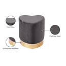 Meridian Heart Grey Velvet Ottoman/Stool IMAGE 4