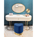  Color_Gold/ Navy -- Heart Navy Velvet Upholstered Stool IMAGE 2