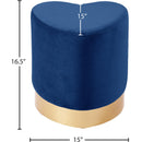  Color_Gold/ Navy -- Heart Navy Velvet Upholstered Stool IMAGE 3